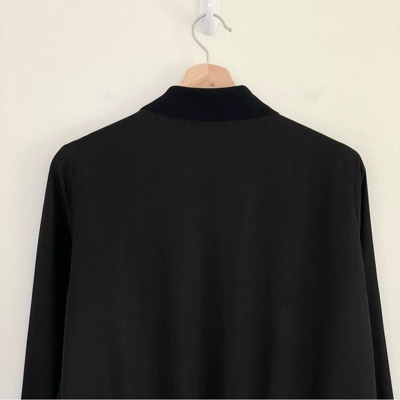 COS Knit Trim Silk Button Front Long Sleeve Top Black 4 XS / Small - Picture 5 of 13